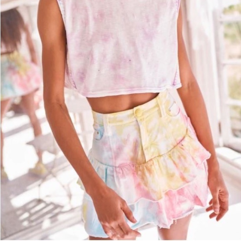 Loveshackfancy Colorful Tie-Dye Ruffle Skirt